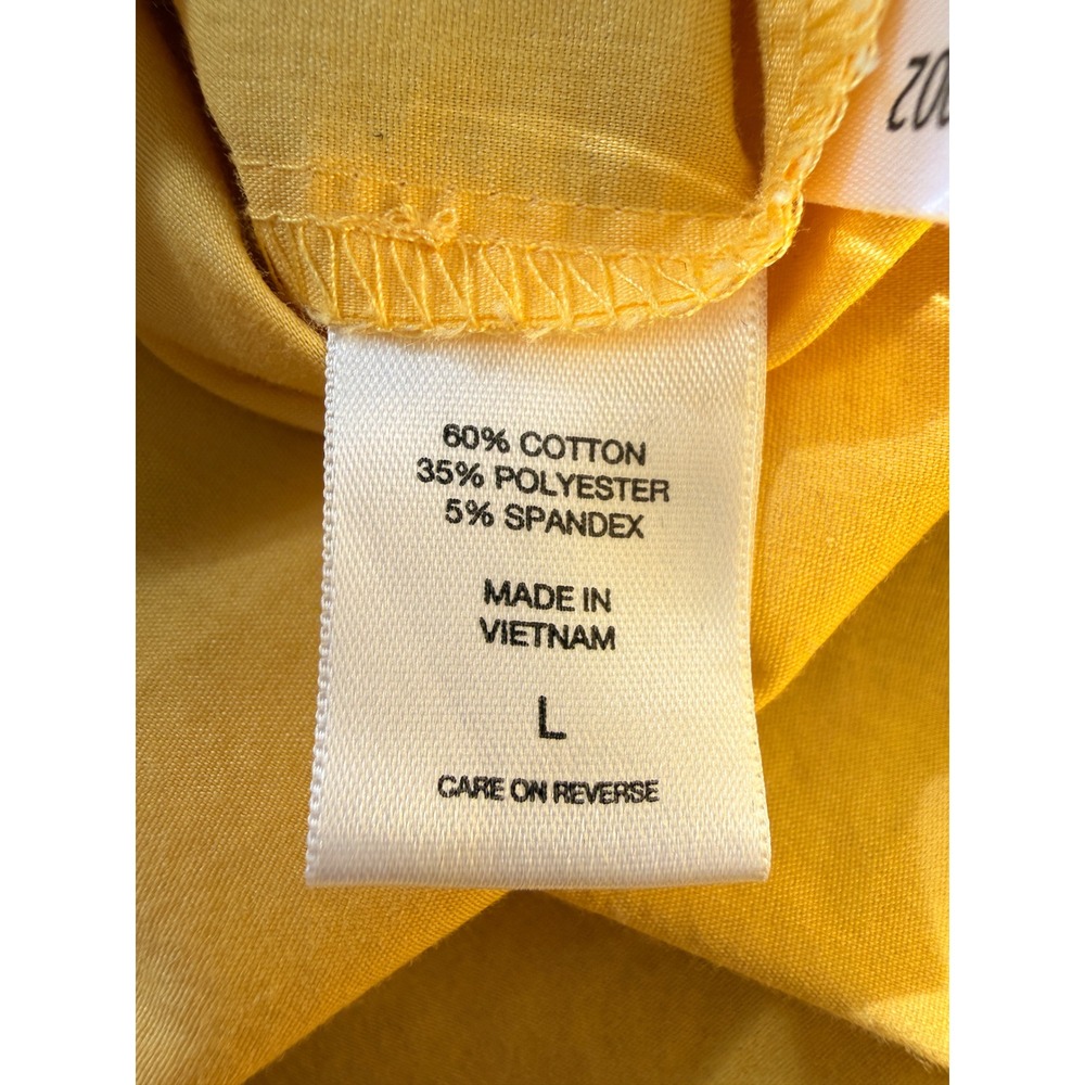 New York & Company Smocked Top Womens L Yellow Cotton Blend Off Shoulder - Picture 6 of 6